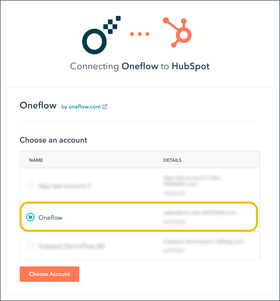 etape 3 intégration hubspot oneflow