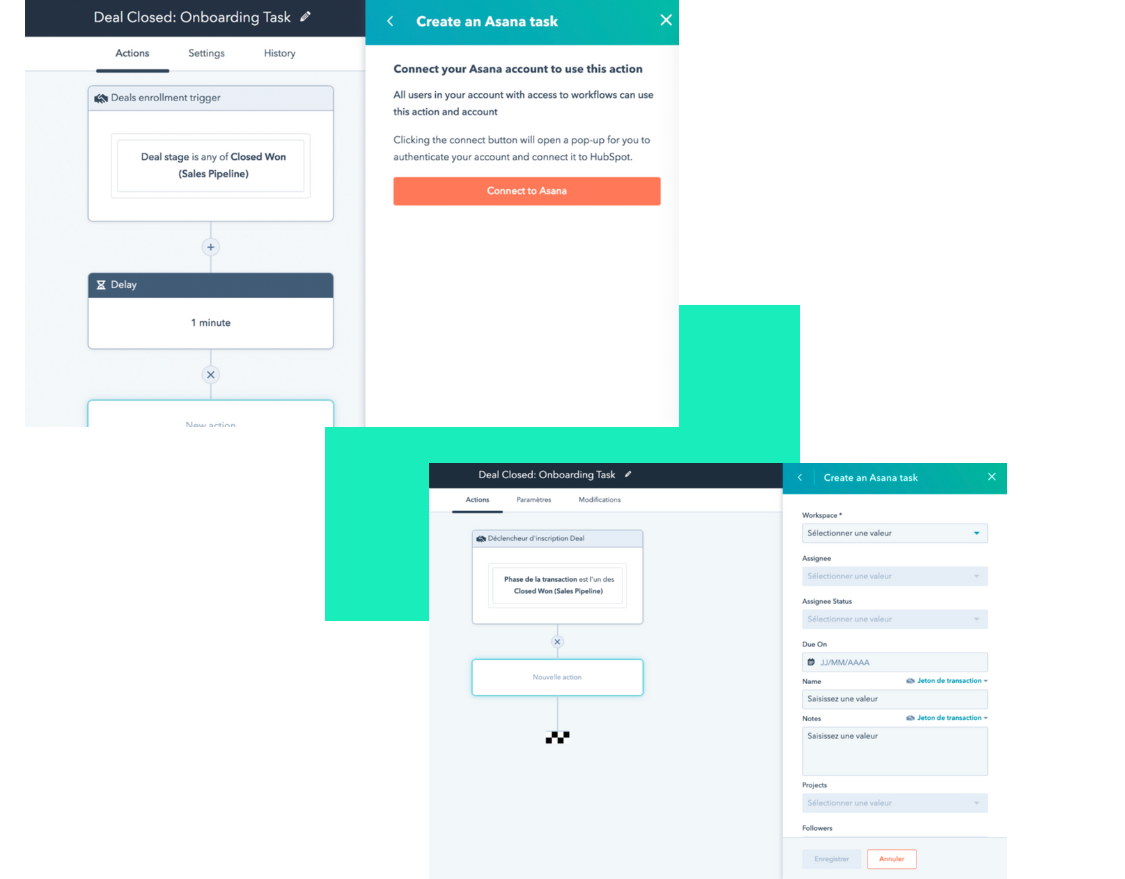 workflow intégration hubspot asana