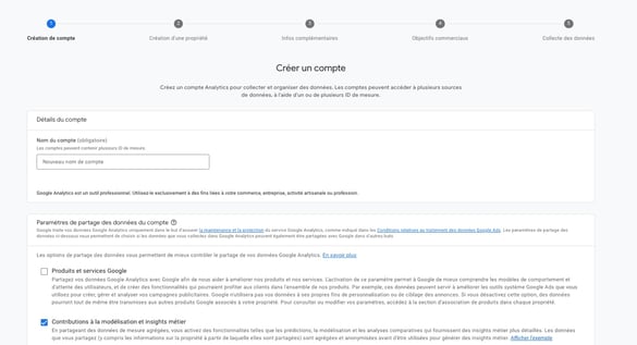 créer compte GA4 google analytics 4
