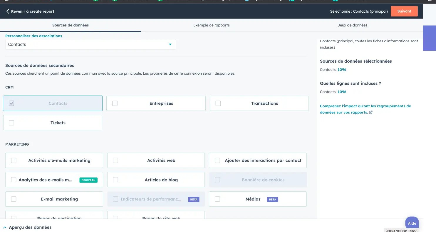 HubSpot rapports personnalisés 