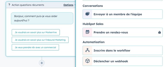 chatbot hubspot créer des scénarios 