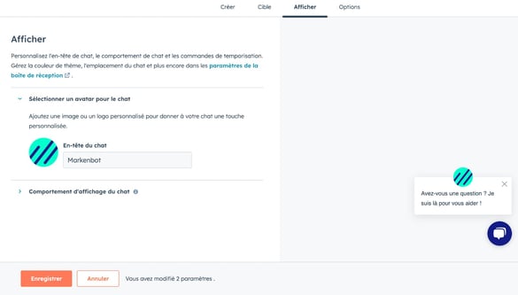 Personnaliser le chatbot HubSpot