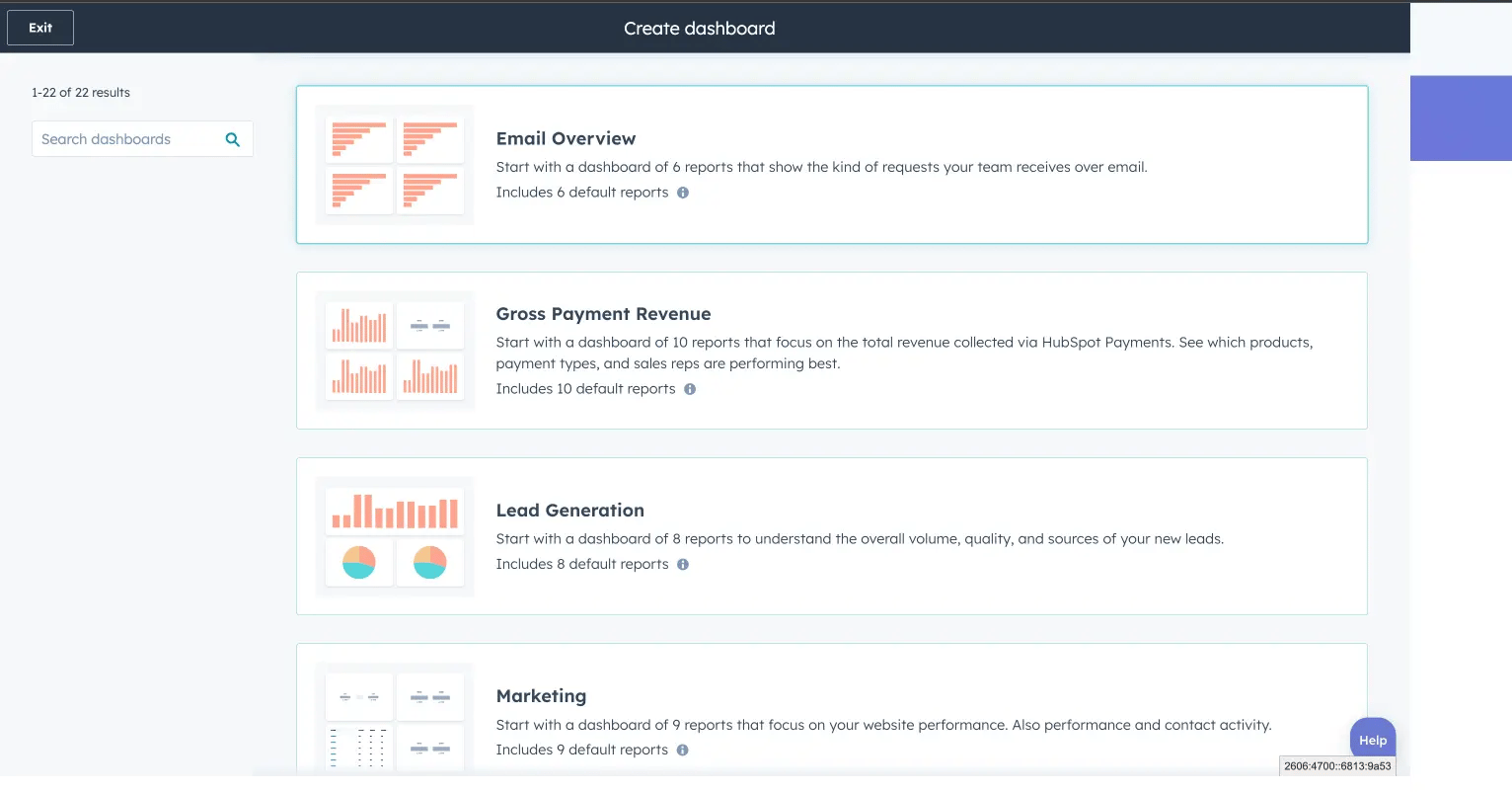 rapports par défaut HubSpot 