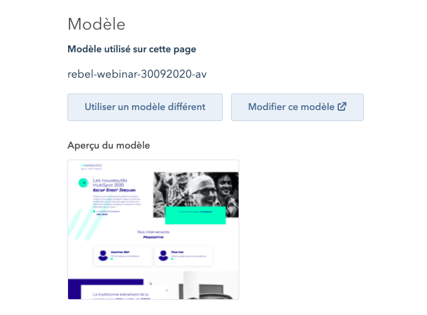 changer modèle landing page