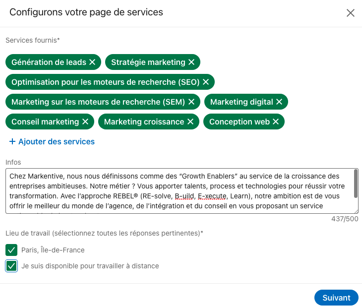 pages services linkedin