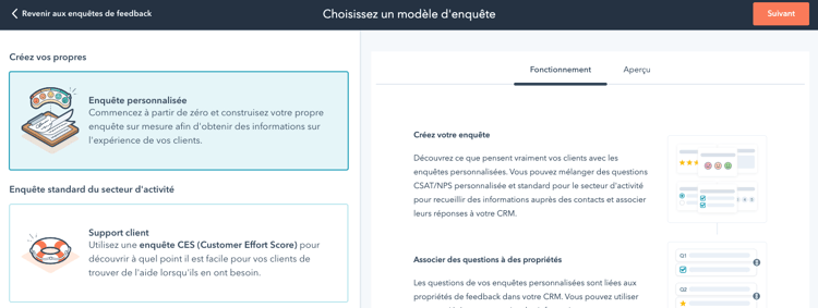 enquete personnalisée service hub