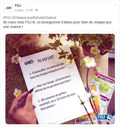 La FDJ communique de manière corporate sur facebook