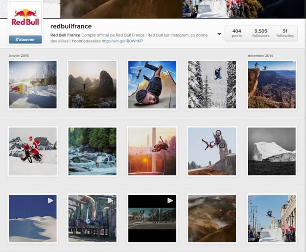 Brand Content : émotions fortes garanties avec le compte Instagram de Redbull 