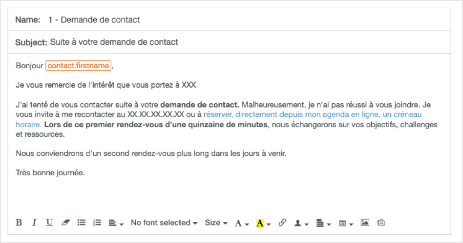 Template email Hubspot Sales