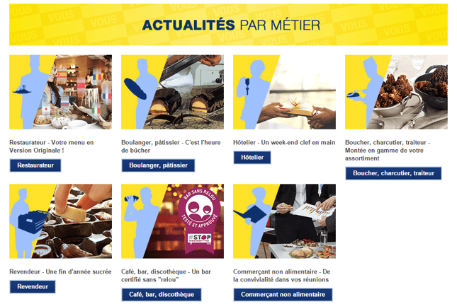 Metro : dans leur Content Marketing, l'ecommerce proposer une actualité par buyer persona