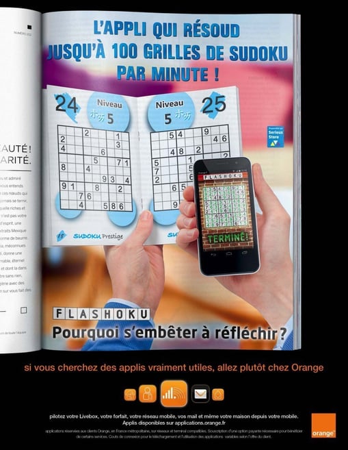 Fausse campagne de publicité pour les applications Orange