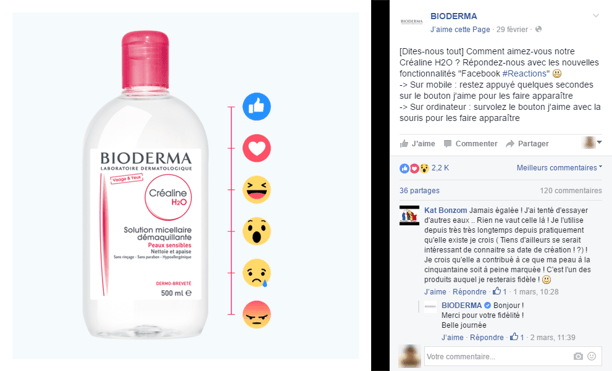 bioderma transforme les réactions Facebook en baromètre