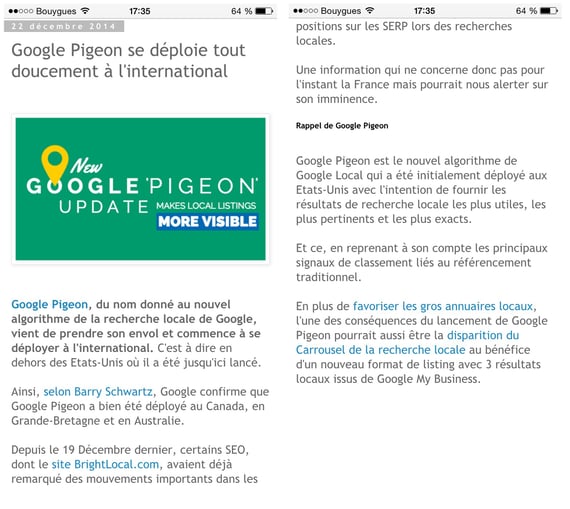 Une brève est facilement lisible sur mobile