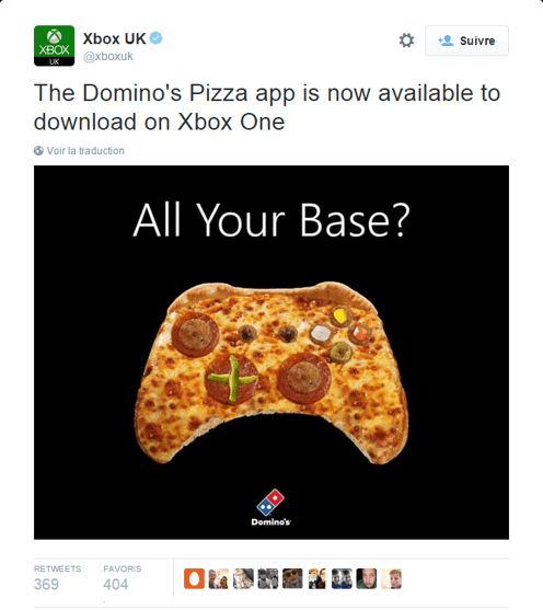 Domino's permet de commander des pizzas via Xbox