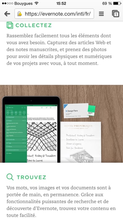 Des contenus courts pour présenter le service