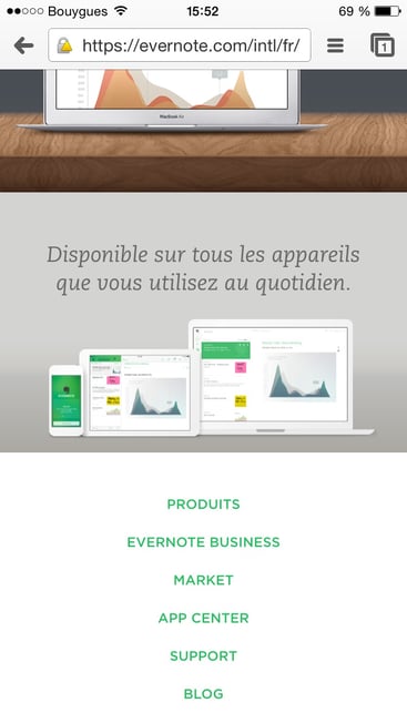 Une fin de page optimisée pour le mobile, afin d'inciter le mobinaute à poursuivre sa lecture si besoin