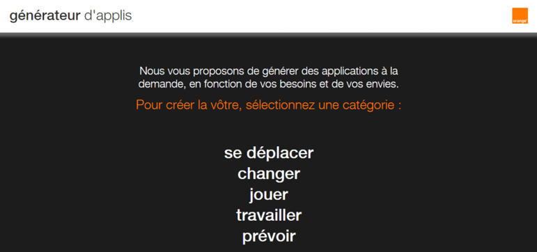 Le générateur d'applis d'Orange