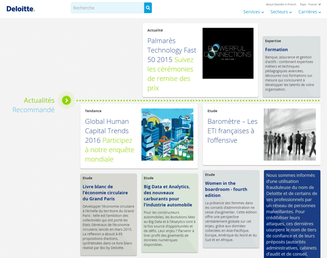 Content Marketing : comment Deloitte dirige les visiteurs dès la page d'accueil