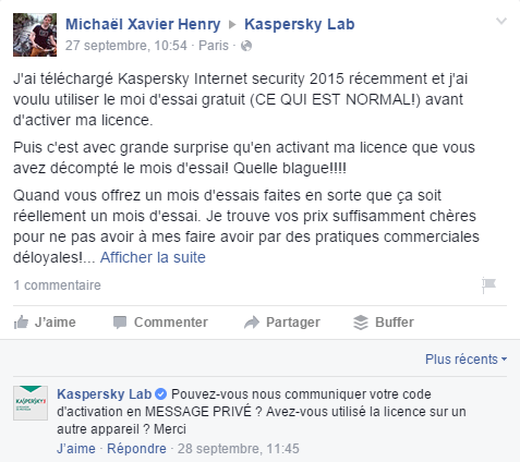 Social CRM sur Facebook : inciter les clients à envoyer leurs réclamations en privé