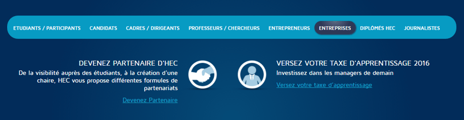 Un menu Inbound Marketing qui redirige les visiteurs vers les contenus appropriés