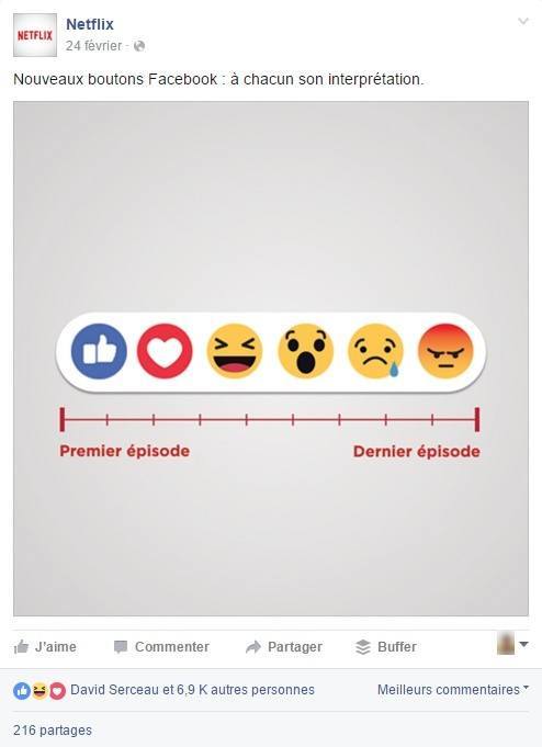 Netflix humanise les réactions Facebook
