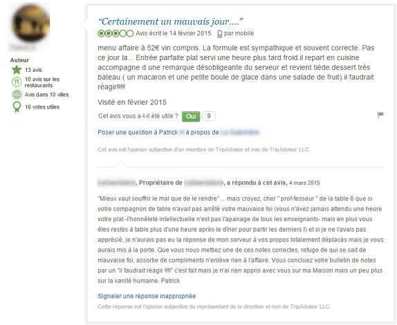 Community management : exemple d'une mauvaise pratique en cas d'avis négatif