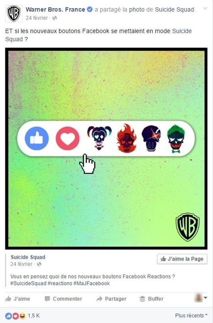 Warner Bros fait du teasing avec les réactions Facebook