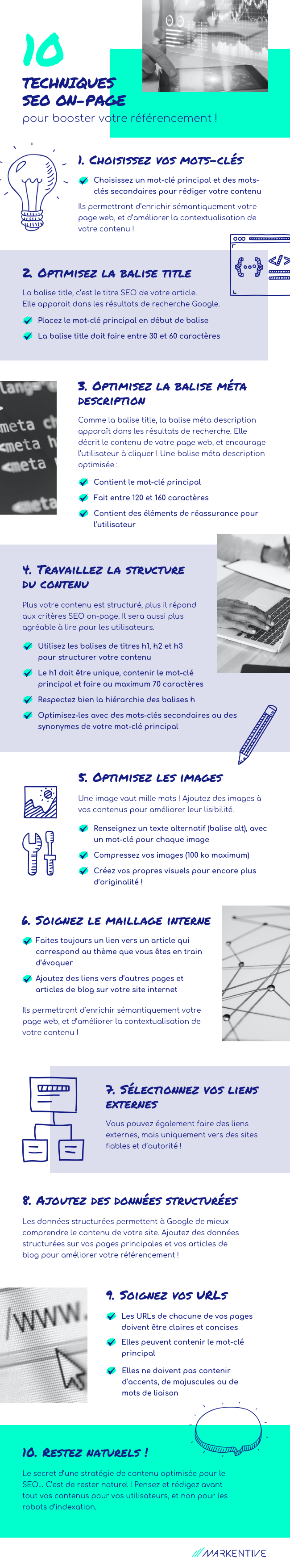 Infographie  10 techniques SEO on page pour booster son référencement
