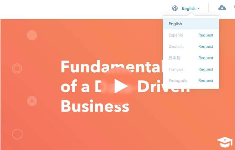 Langue dune vidéo Académie HubSpot-1