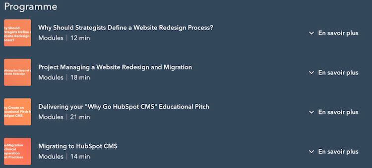 Les modules d'une formation hubspot marketing