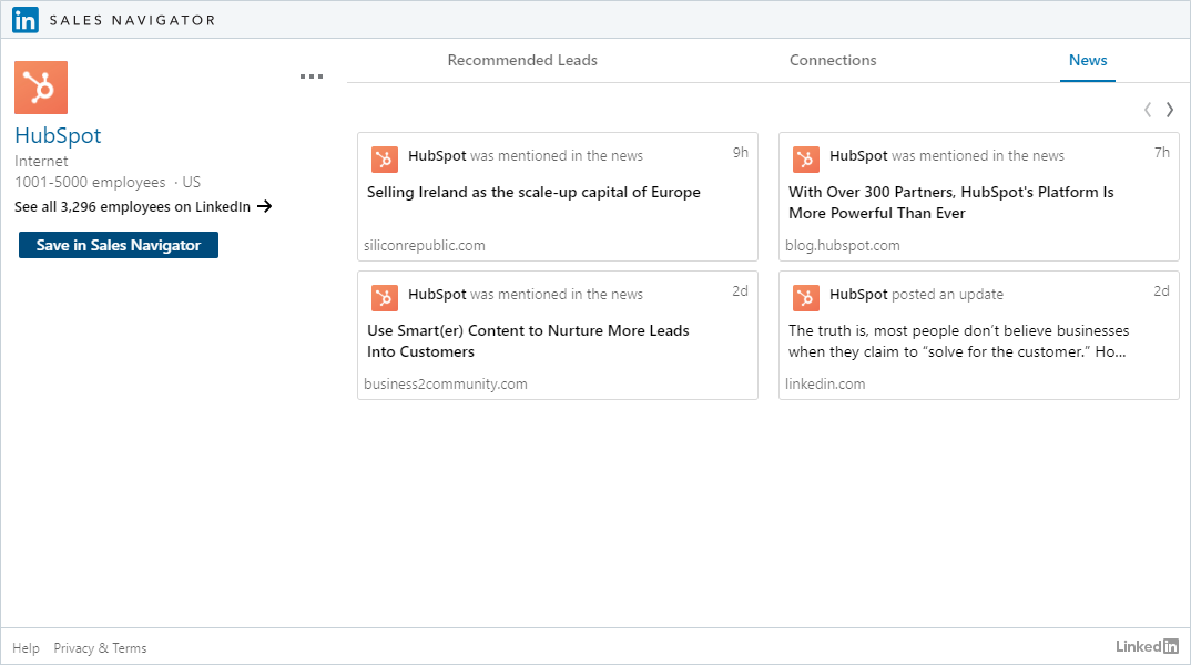 LinkedIn Sales Navigator Hubspot 2
