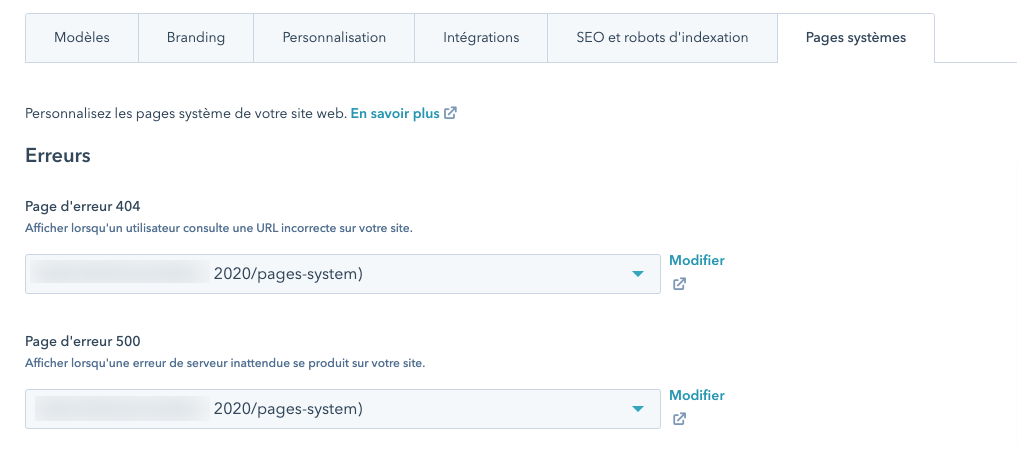 Paramètres-pages-système-hubspot
