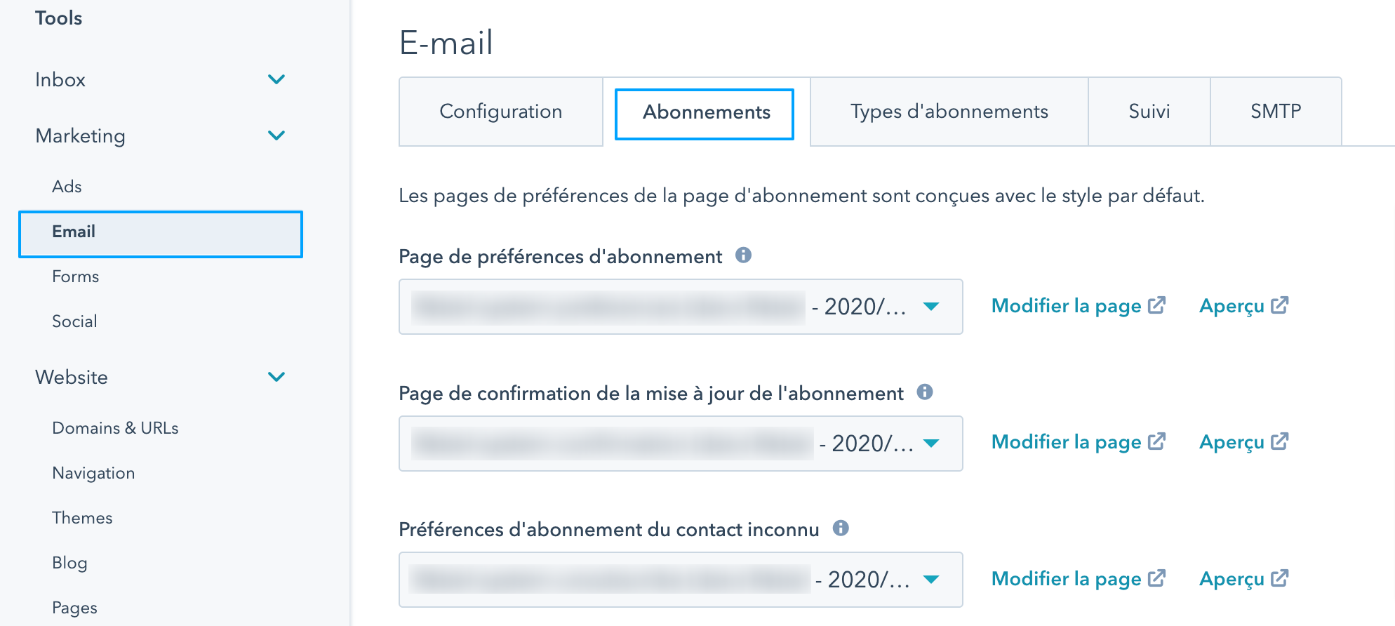 Preferences-abonnement