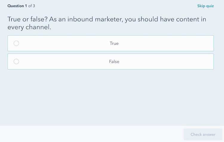 Quizz formation hubspot marketing