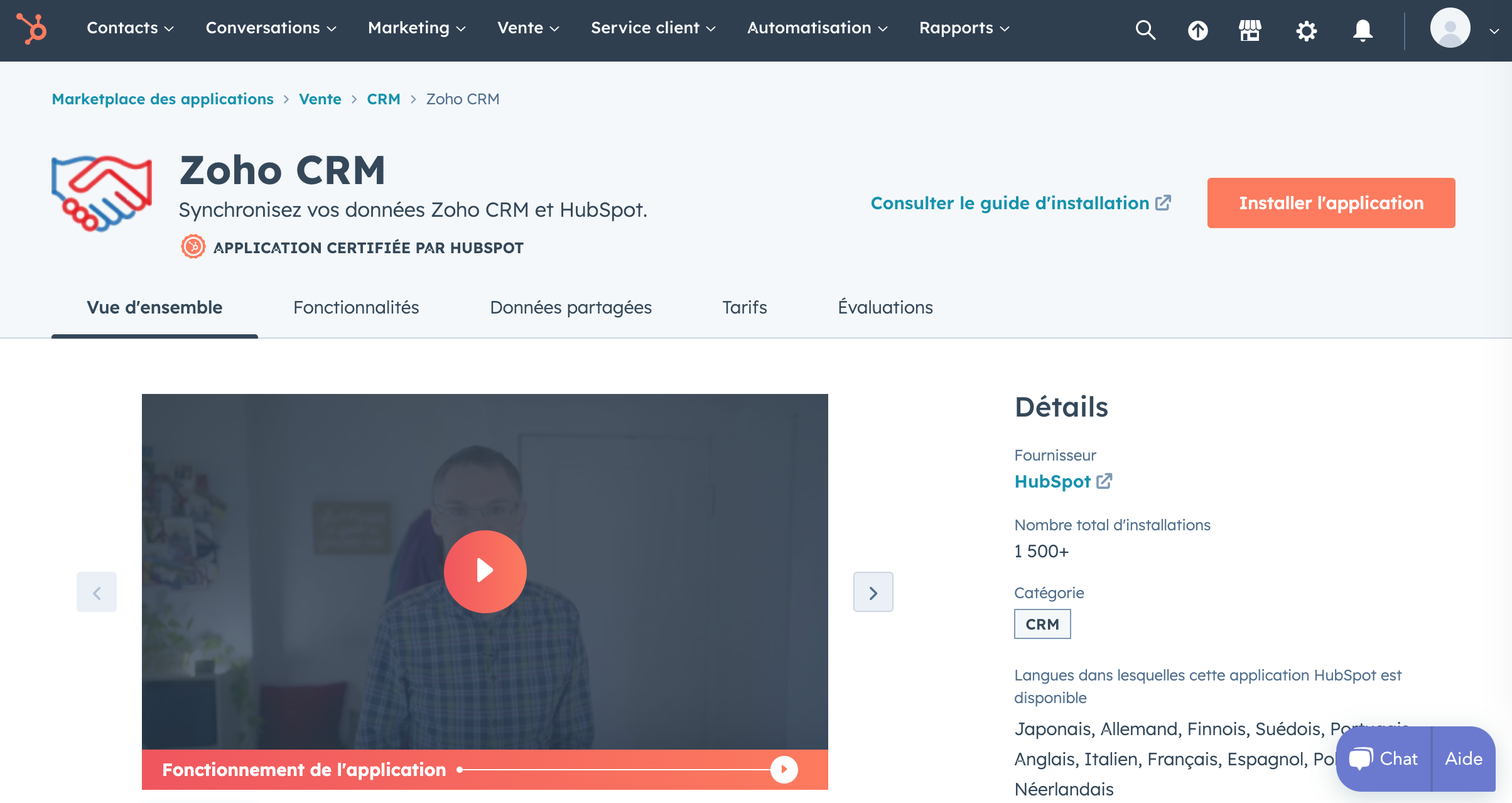 installer Zoho CRM