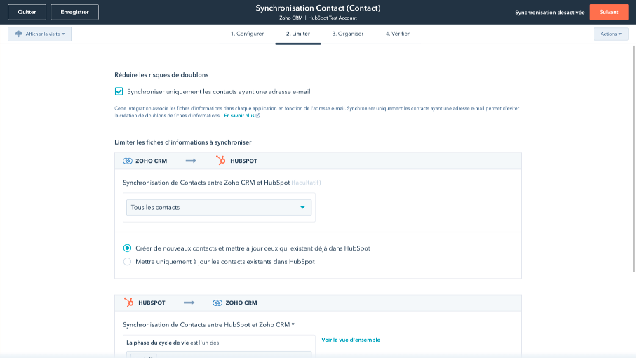 réduire les doublons Zoho Hubspot