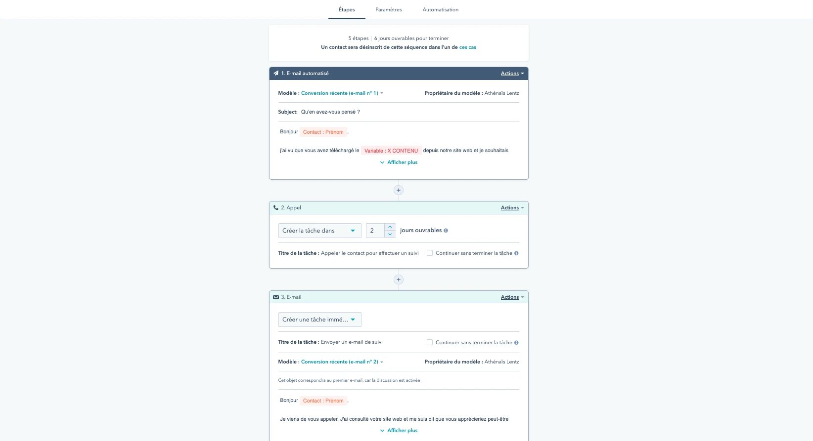 Séquences HubSpot