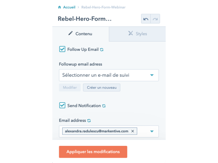 follow-up email landing page