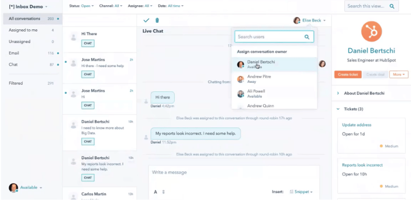 Attribuer conversation - service hub
