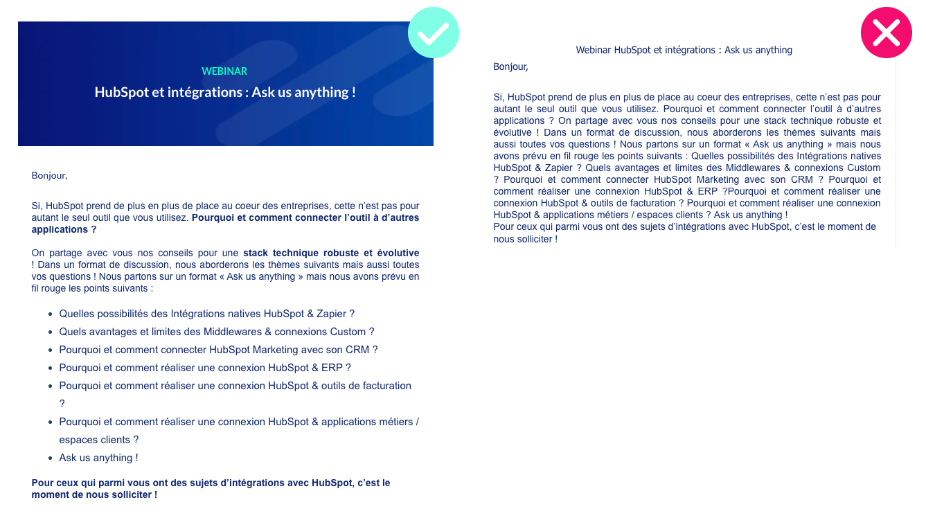 emails qui ne sont pas trop surchargés