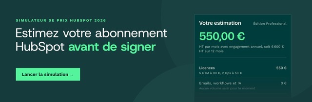 Simulateur de prix HubSpot 2026 : estimez votre abonnement avant de signer