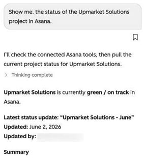 Breeze Assistant interroge Asana sur l'état d'un projet depuis HubSpot