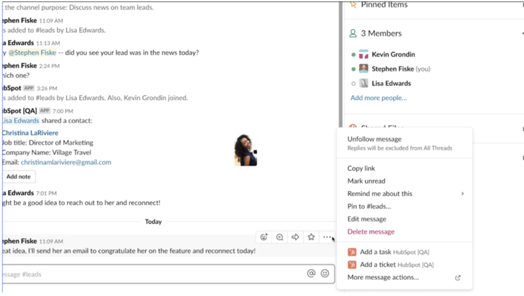 creer une tache aavpartir de Slack