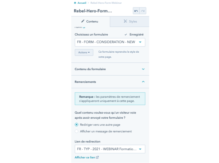 formulaire et thank you page