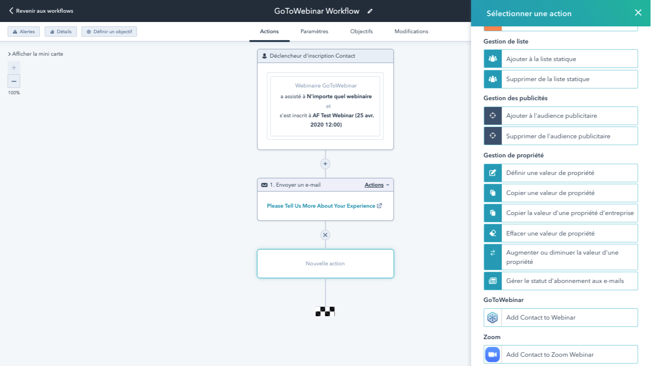 workflows gotowebinar dans hubspot